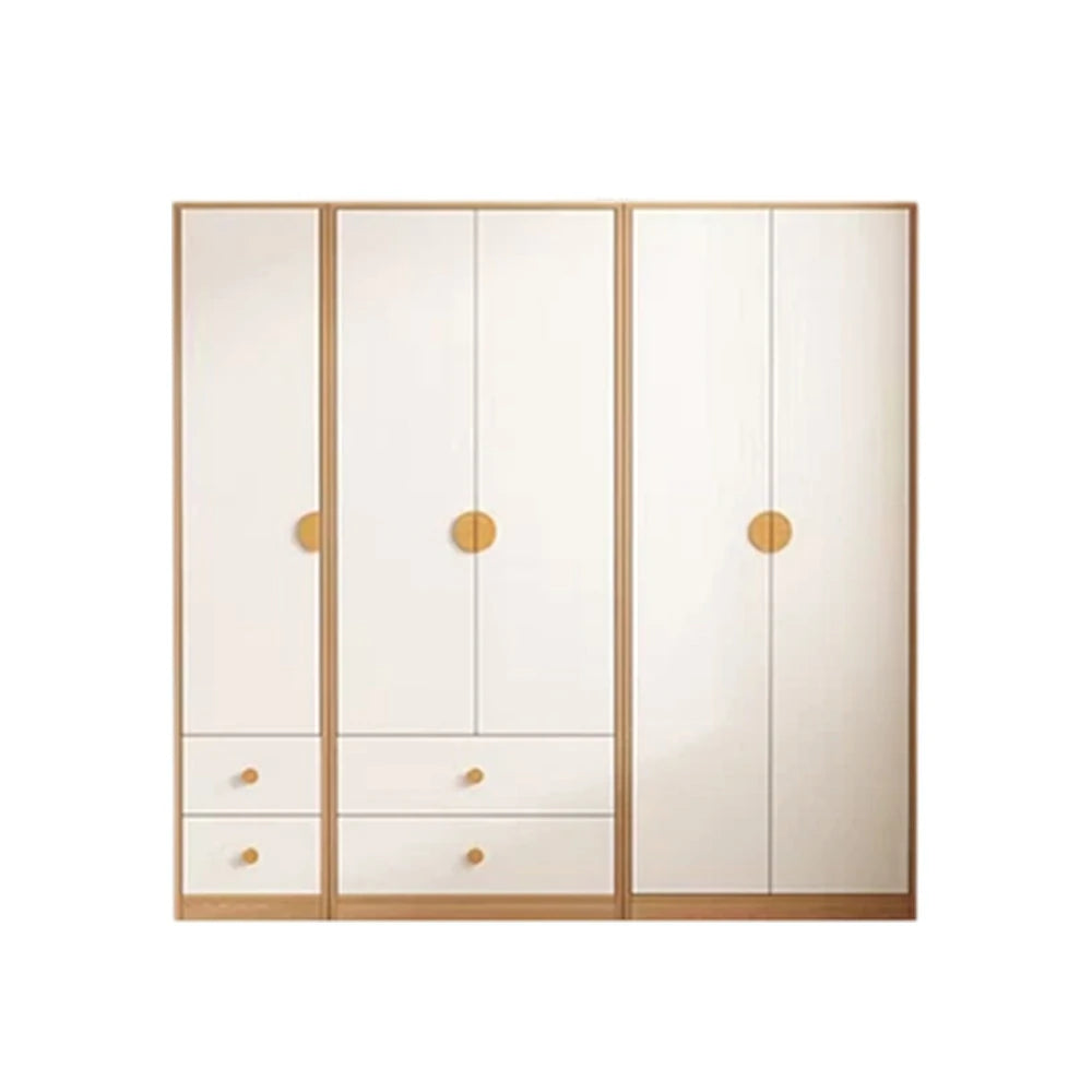 LUXORA 200cm Oak Wardrobe Cabinet - Dual Hanging Storage with Solid North American Oak, Child-Friendly Height & Space-Saving Design - White