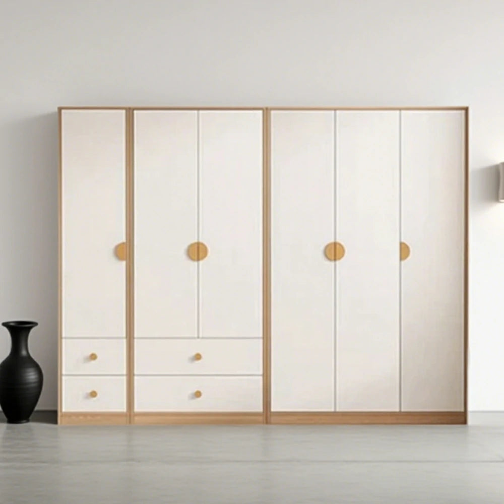 LUXORA 220/240cm Oak Wardrobe Cabinet - Dual Hanging Storage with Solid North American Oak, Child-Friendly Height & Space-Saving Design - White