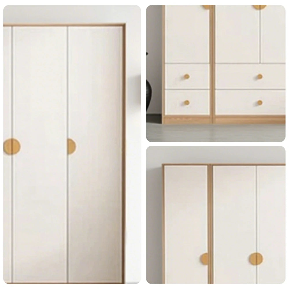 LUXORA 220/240cm Oak Wardrobe Cabinet - Dual Hanging Storage with Solid North American Oak, Child-Friendly Height & Space-Saving Design - White