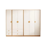 LUXORA 220/240cm Oak Wardrobe Cabinet - Dual Hanging Storage with Solid North American Oak, Child-Friendly Height & Space-Saving Design - White