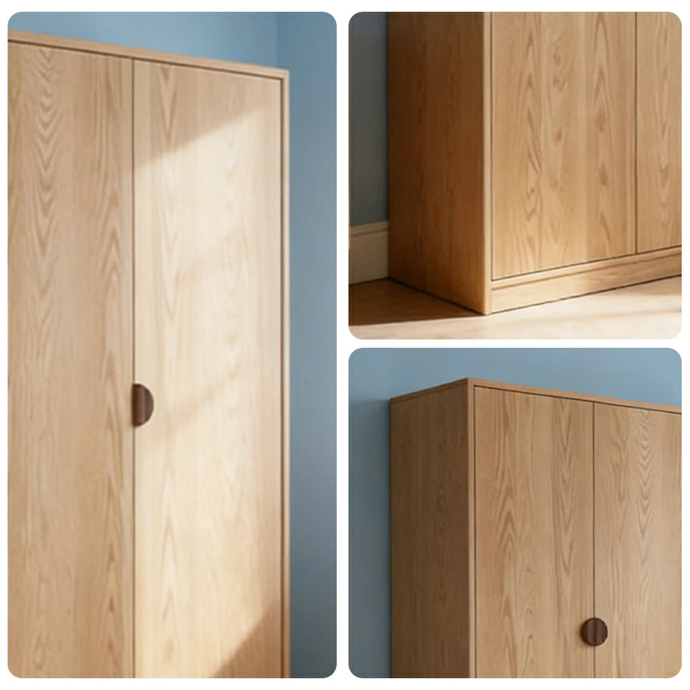 LUXORA 120/140cm Oak Wardrobe Cabinet - Dual Hanging Storage with Solid North American Oak, Child-Friendly Height & Space-Saving Design - Wood