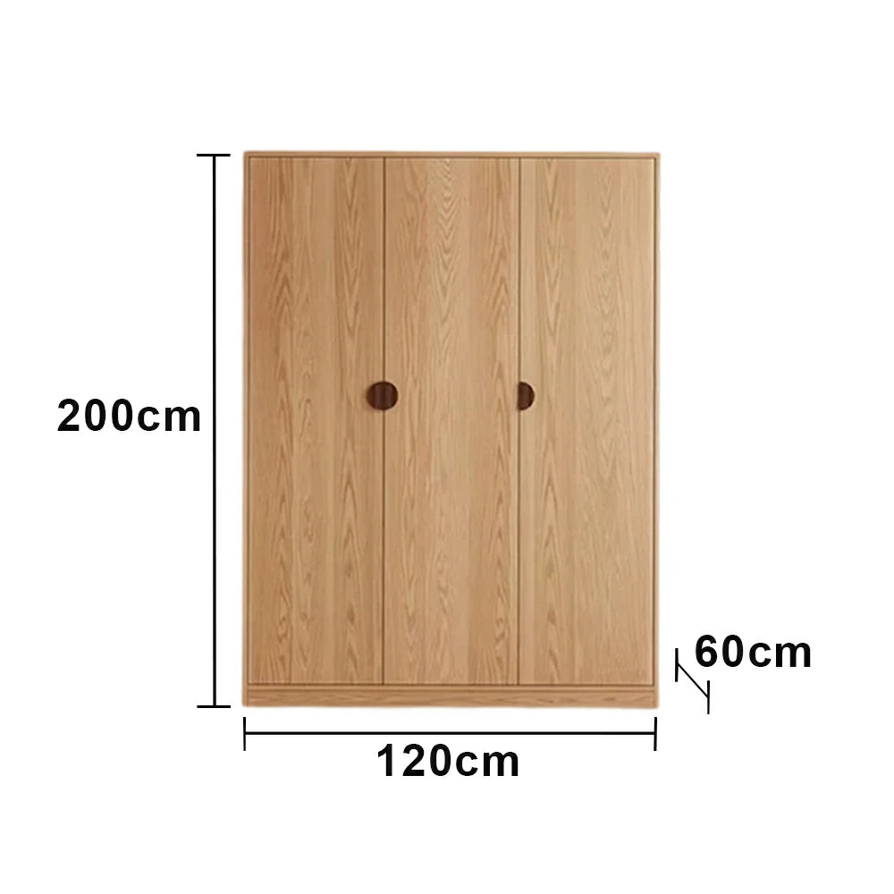 LUXORA 120/140cm Oak Wardrobe Cabinet - Dual Hanging Storage with Solid North American Oak, Child-Friendly Height & Space-Saving Design - Wood