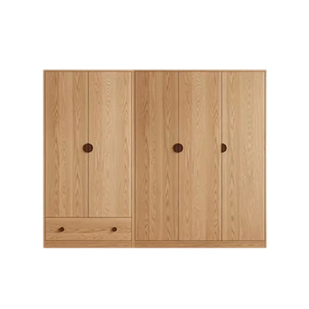 LUXORA 200cm Oak Wardrobe Cabinet - Dual Hanging Storage with Solid North American Oak, Child-Friendly Height & Space-Saving Design - Wood