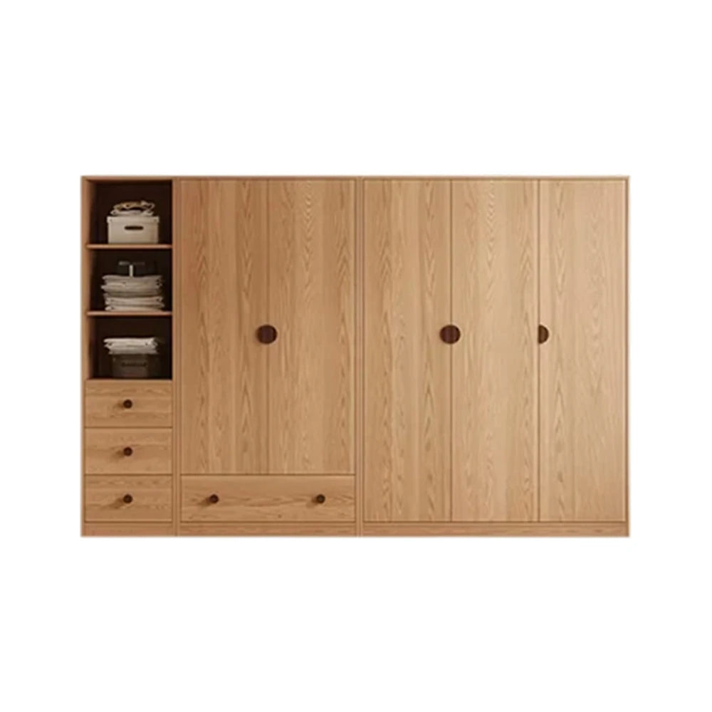 LUXORA 220/240cm Oak Wardrobe Cabinet - Dual Hanging Storage with Solid North American Oak, Child-Friendly Height & Space-Saving Design - Wood