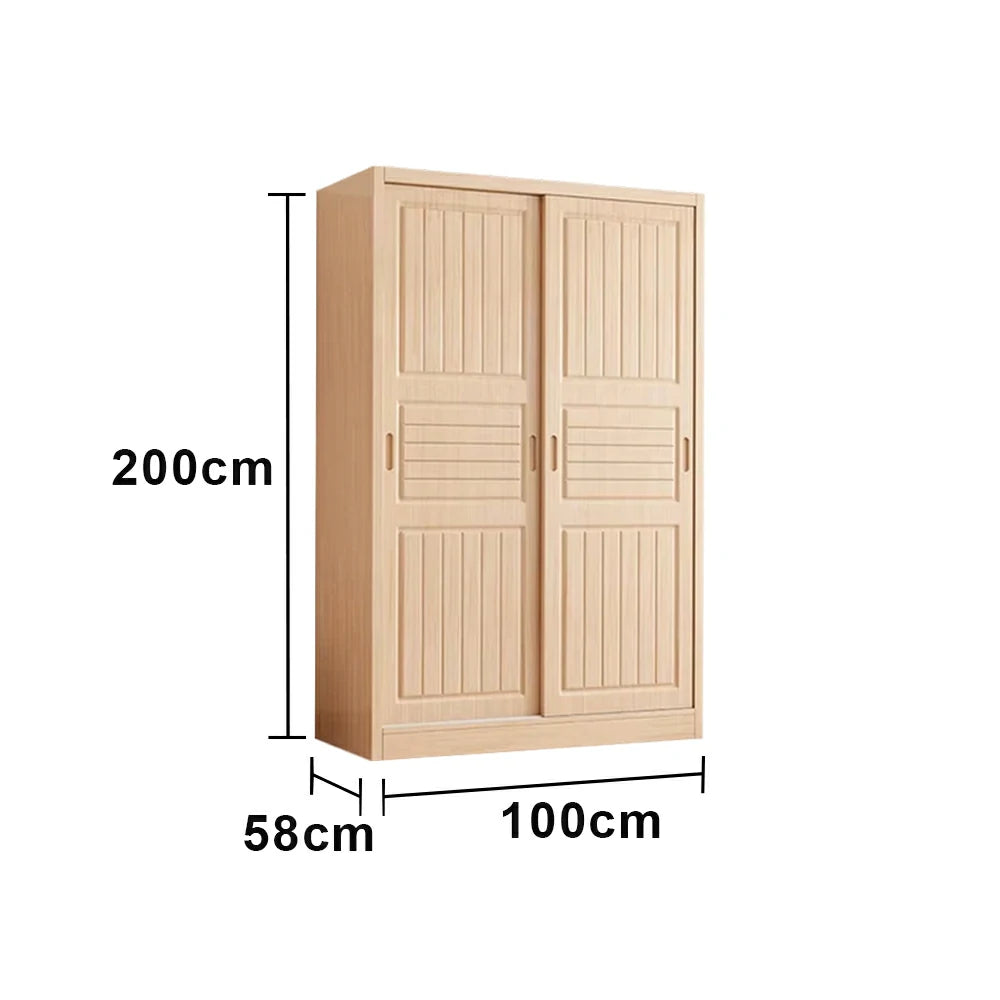 LUXORA 80/100/120cm Sliding Door Wardrobe - Multi-Compartment Hanging Storage with Solid Pine Wood Frame, Heavy-Duty Rail & Space-Saving Design
