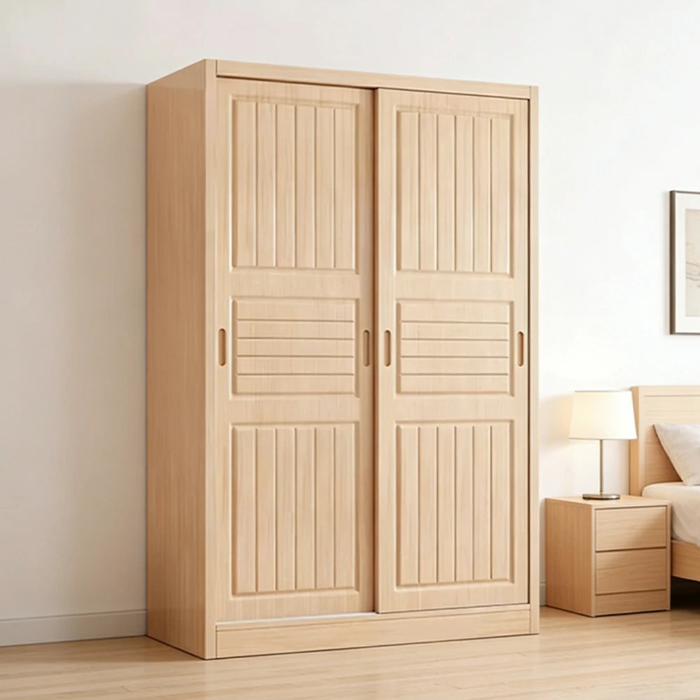 LUXORA 80/100/120cm Sliding Door Wardrobe - Multi-Compartment Hanging Storage with Solid Pine Wood Frame, Heavy-Duty Rail & Space-Saving Design