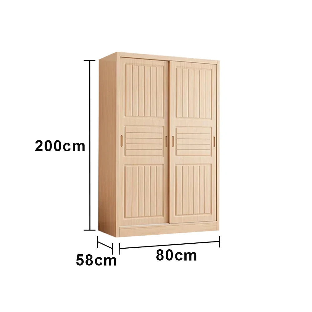 LUXORA 80/100/120cm Sliding Door Wardrobe - Multi-Compartment Hanging Storage with Solid Pine Wood Frame, Heavy-Duty Rail & Space-Saving Design