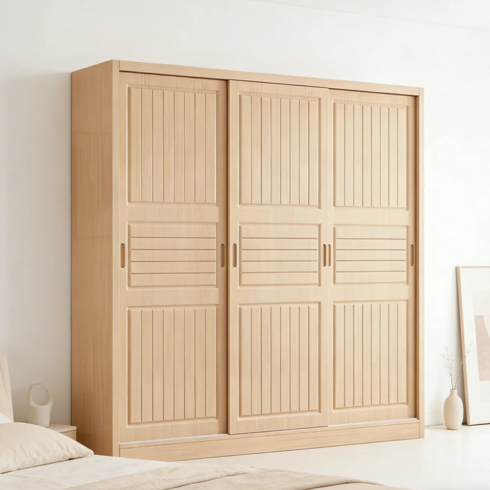 LUXORA 140/160/200cm Sliding Door Wardrobe - Multi-Compartment Hanging Storage with Solid Pine Wood Frame, Heavy-Duty Rail & Space-Saving Design