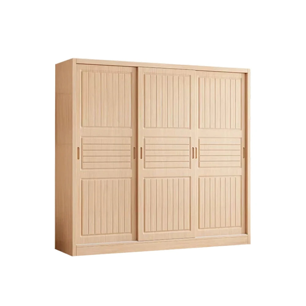 LUXORA 140/160/200cm Sliding Door Wardrobe - Multi-Compartment Hanging Storage with Solid Pine Wood Frame, Heavy-Duty Rail & Space-Saving Design