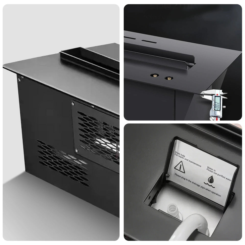 LIVARA CT700 Fog Fireplace 70/180/250cm – Steel/304 Stainless Steel, Single-Color Flame, Timer Control, LCD Touch Screen, Dual Light Design, Humidifier Function - Black