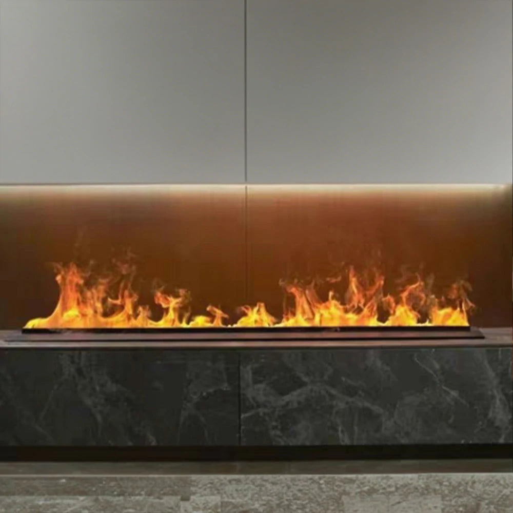 LIVARA CT700 Fog Fireplace 70/180/250cm – Steel/304 Stainless Steel, Single-Color Flame, Timer Control, LCD Touch Screen, Dual Light Design, Humidifier Function - Black