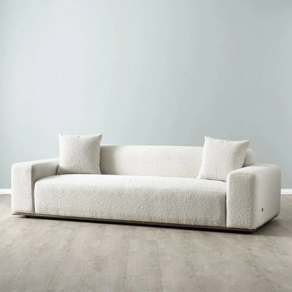 LUXORA Sofa High-Density Foam Cushioning Russian Larch Wood Frame Breathable Upholstery - White