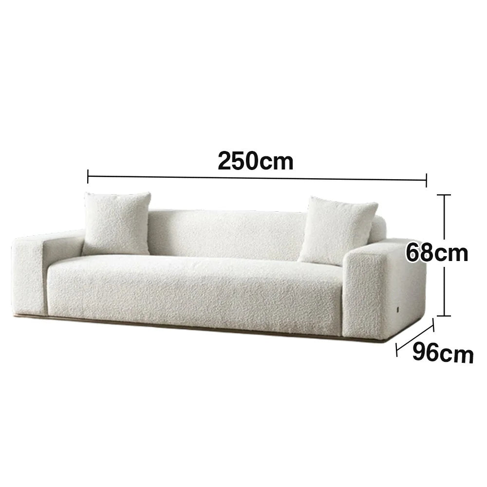 LUXORA Sofa High-Density Foam Cushioning Russian Larch Wood Frame Breathable Upholstery - White