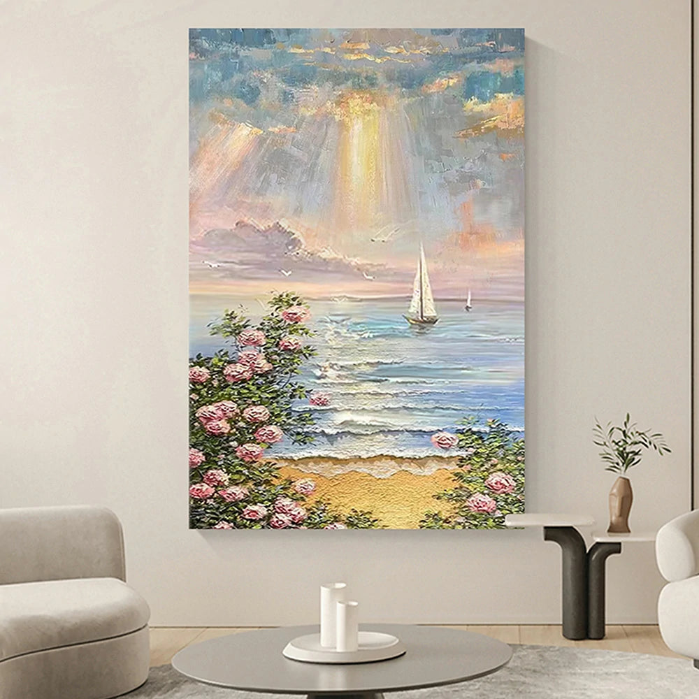 LUXORA Hand-Painted Oil Painting 50/80/100cm Artistic Abstract Canvas with Soft, Neutral Layers Created to Complement Modern Homes, Minimalist Interiors, and Cozy Living Rooms