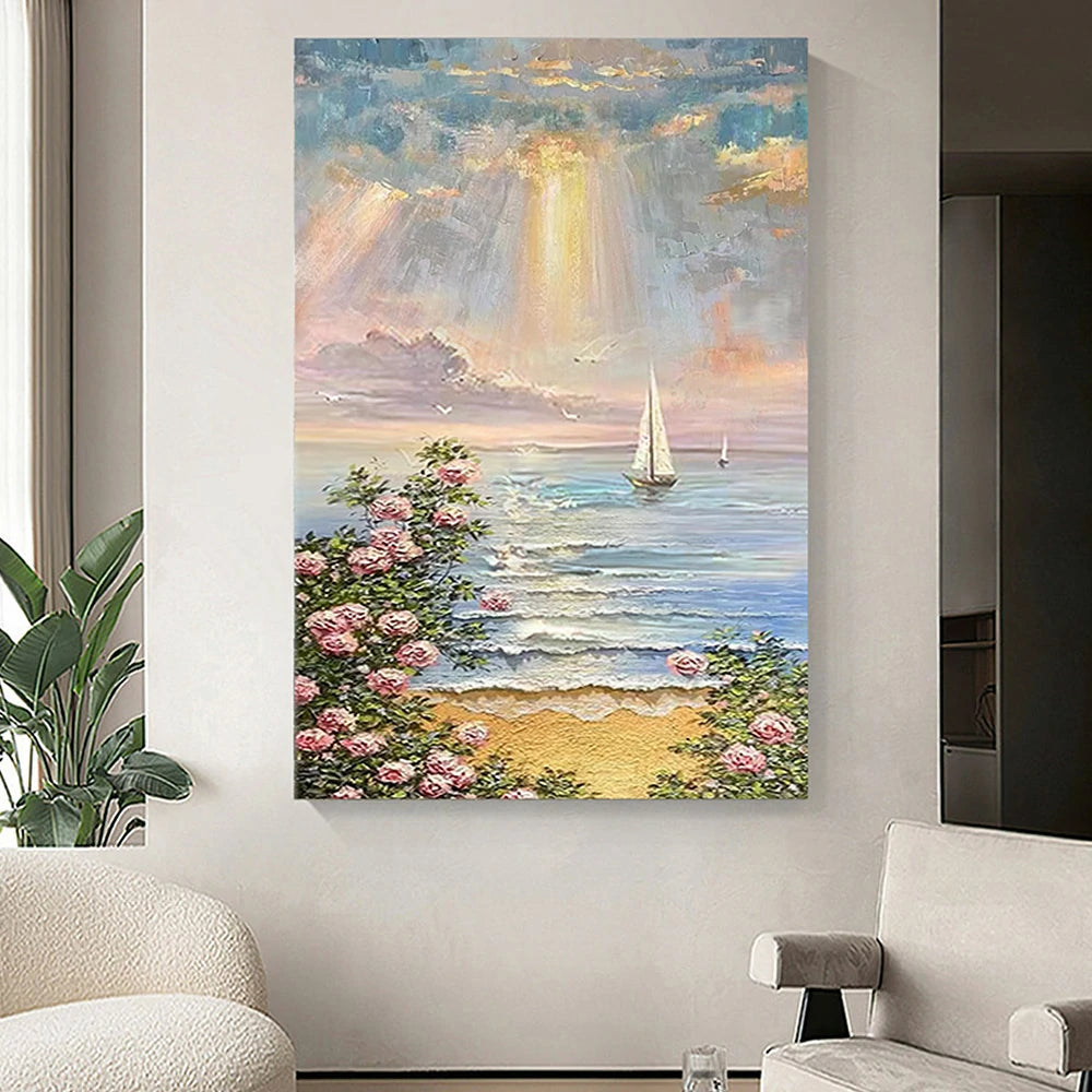 LUXORA Hand-Painted Oil Painting 50/80/100cm Artistic Abstract Canvas with Soft, Neutral Layers Created to Complement Modern Homes, Minimalist Interiors, and Cozy Living Rooms