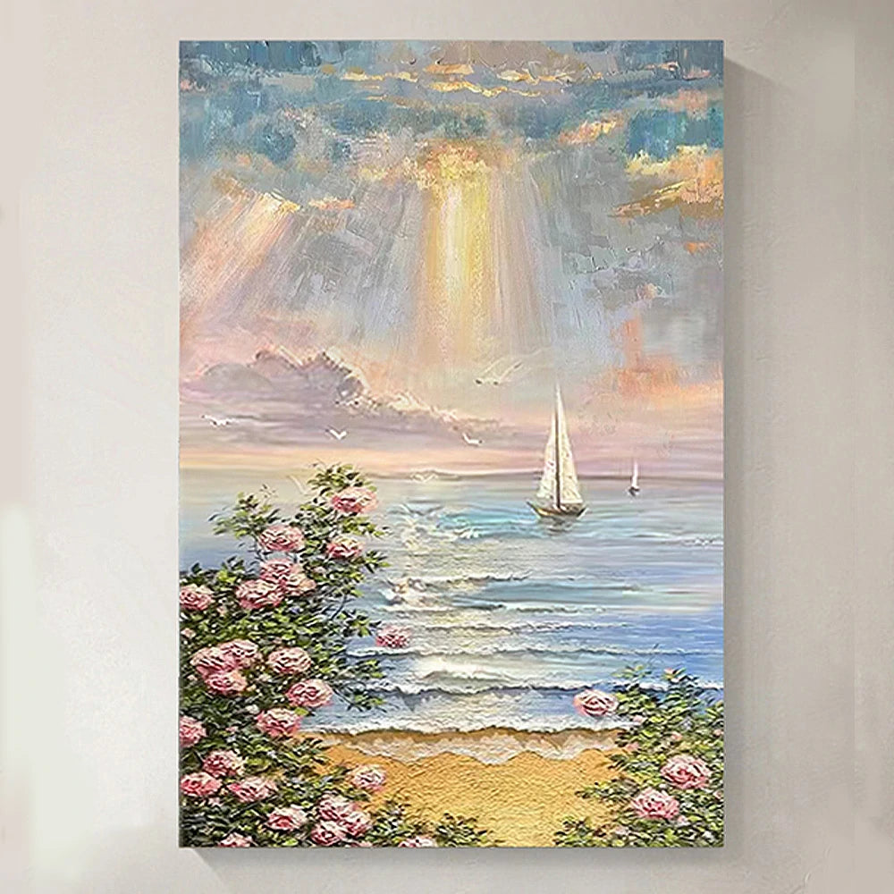 LUXORA Hand-Painted Oil Painting 50/80/100cm Artistic Abstract Canvas with Soft, Neutral Layers Created to Complement Modern Homes, Minimalist Interiors, and Cozy Living Rooms