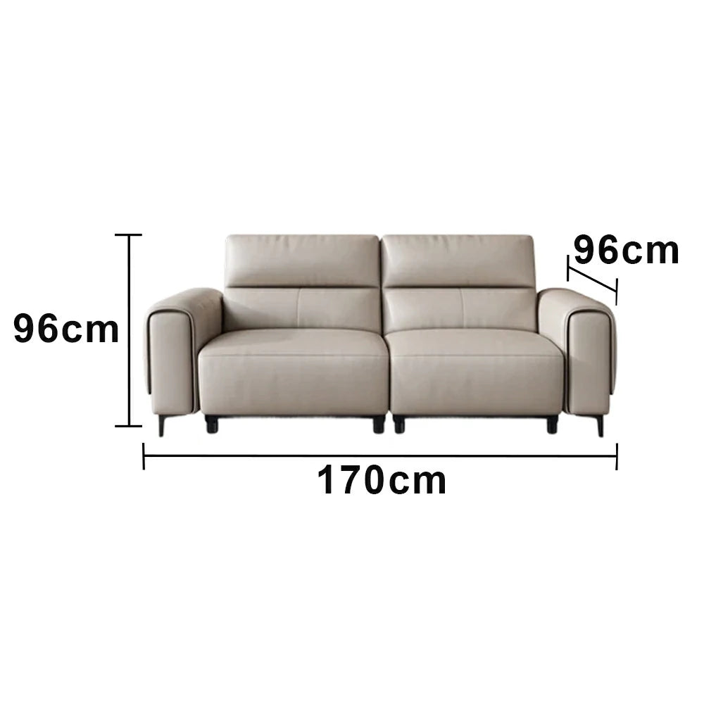 LUXORA 2-Seater Electric Recliner Sofa 170/210cm Wide-Angle Adjustment Top-Grain Leather Dual-Layer Comfort Cushion  - Beige