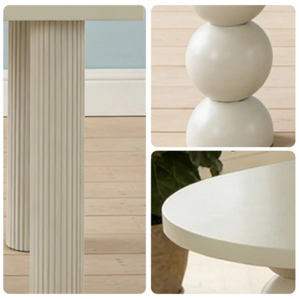 LUXORA 140/160cm Single Solid Wood Dining Table - French Cream Style, Semi-Oval Edge Design, Space-Saving Table for Dining & Work Spaces - White