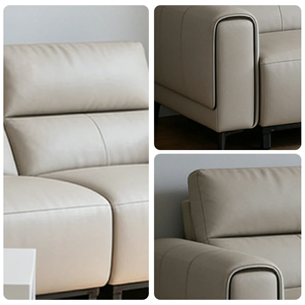 LUXORA 3-Seater Electric Recliner Sofa 230/290cm Wide-Angle Adjustment Top-Grain Leather Dual-Layer Comfort Cushion - Beige