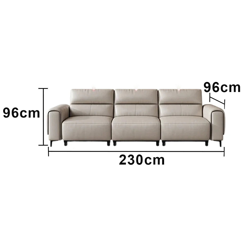 LUXORA 3-Seater Electric Recliner Sofa 230/290cm Wide-Angle Adjustment Top-Grain Leather Dual-Layer Comfort Cushion - Beige