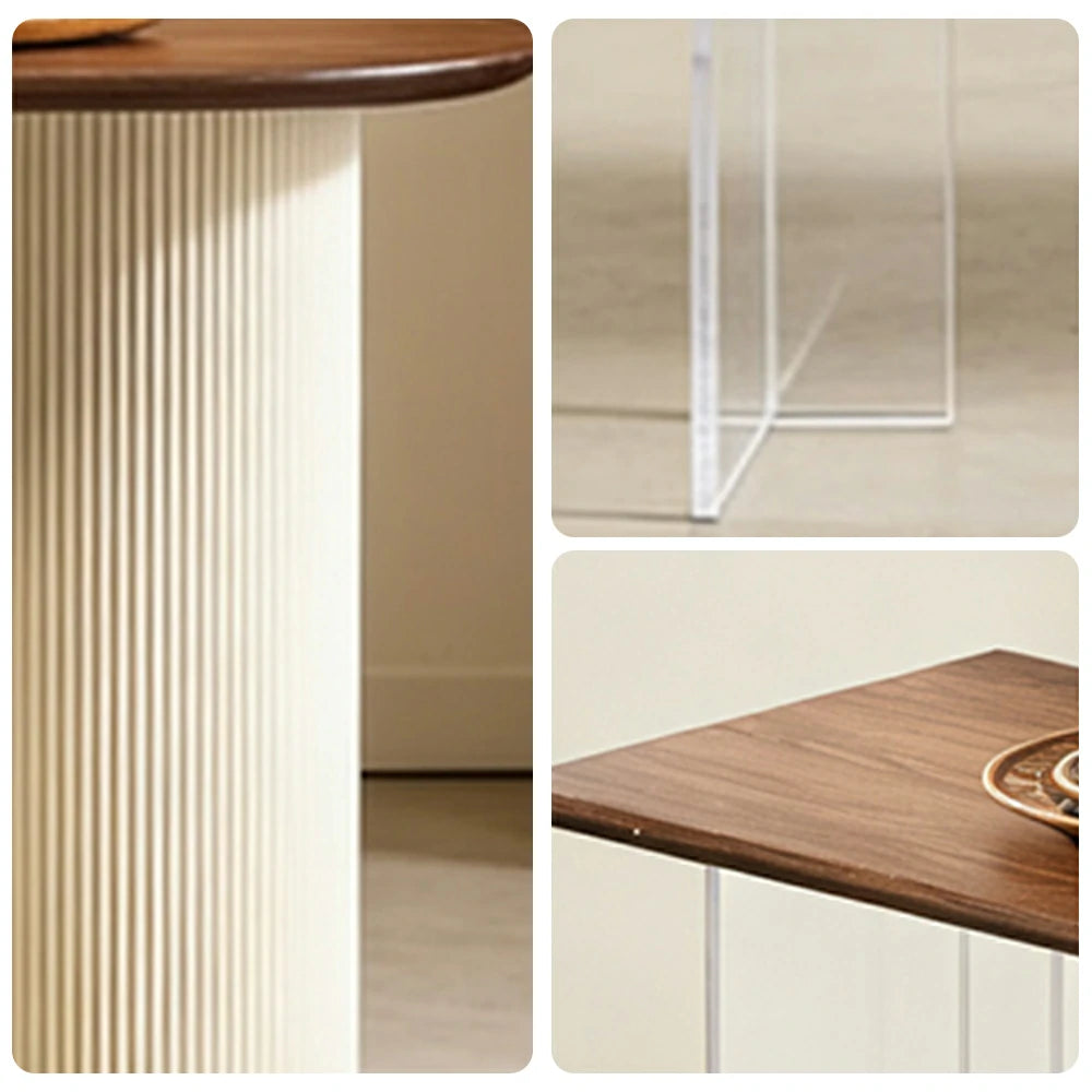 LUXORA 140/160cm Solid Pine Bar Table - Japandi Wabi-Sabi Design, 5cm Thick Wood Top, Space-Saving Wall Bar Table for Dining & Living Areas - Walnut & Cream