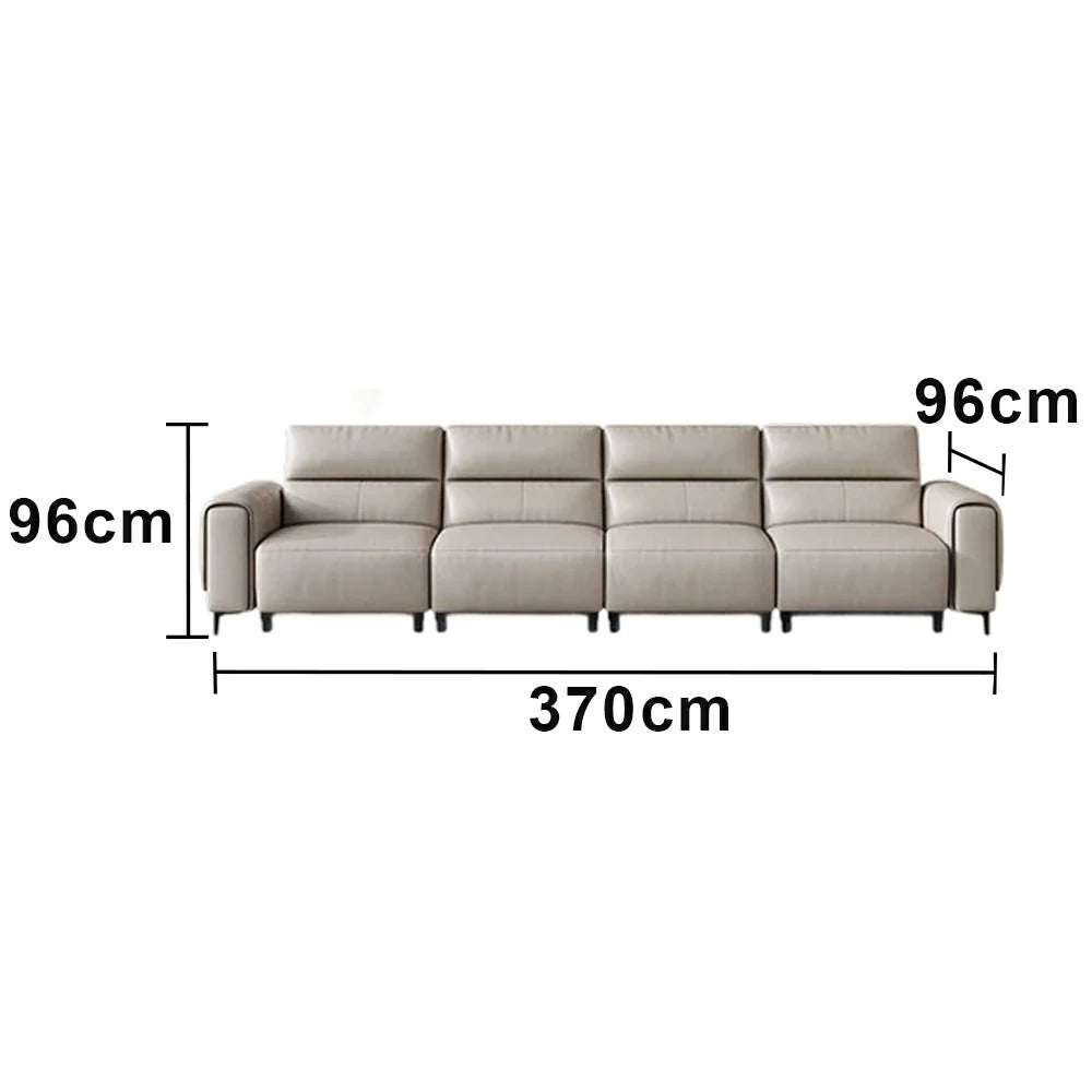 LUXORA 4-Seater Electric Recliner Sofa 310/370cm Wide-Angle Adjustment Top-Grain Leather Dual-Layer Comfort Cushion - Beige