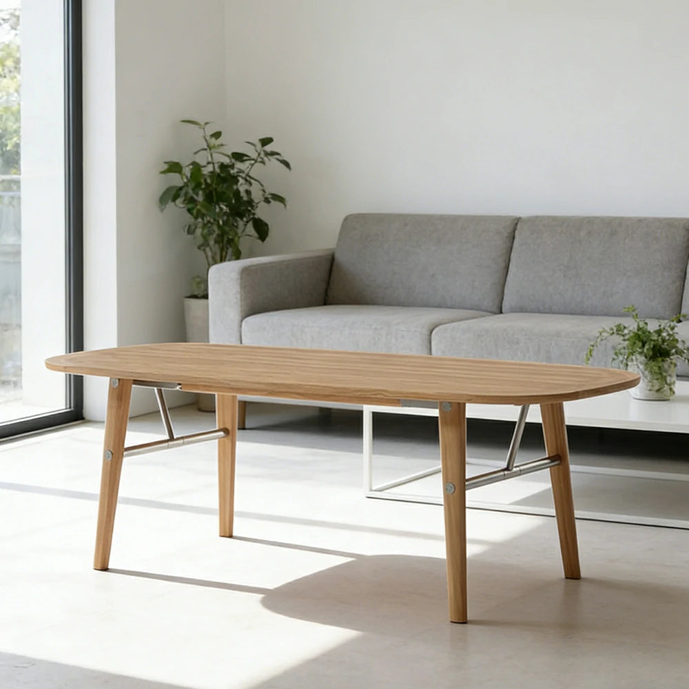 LUXORA Solid Wood Dining Table - 180/220cm Wide Top, Metal-Reinforced Legs, Rounded Safety Corners, Natural Timber Finish