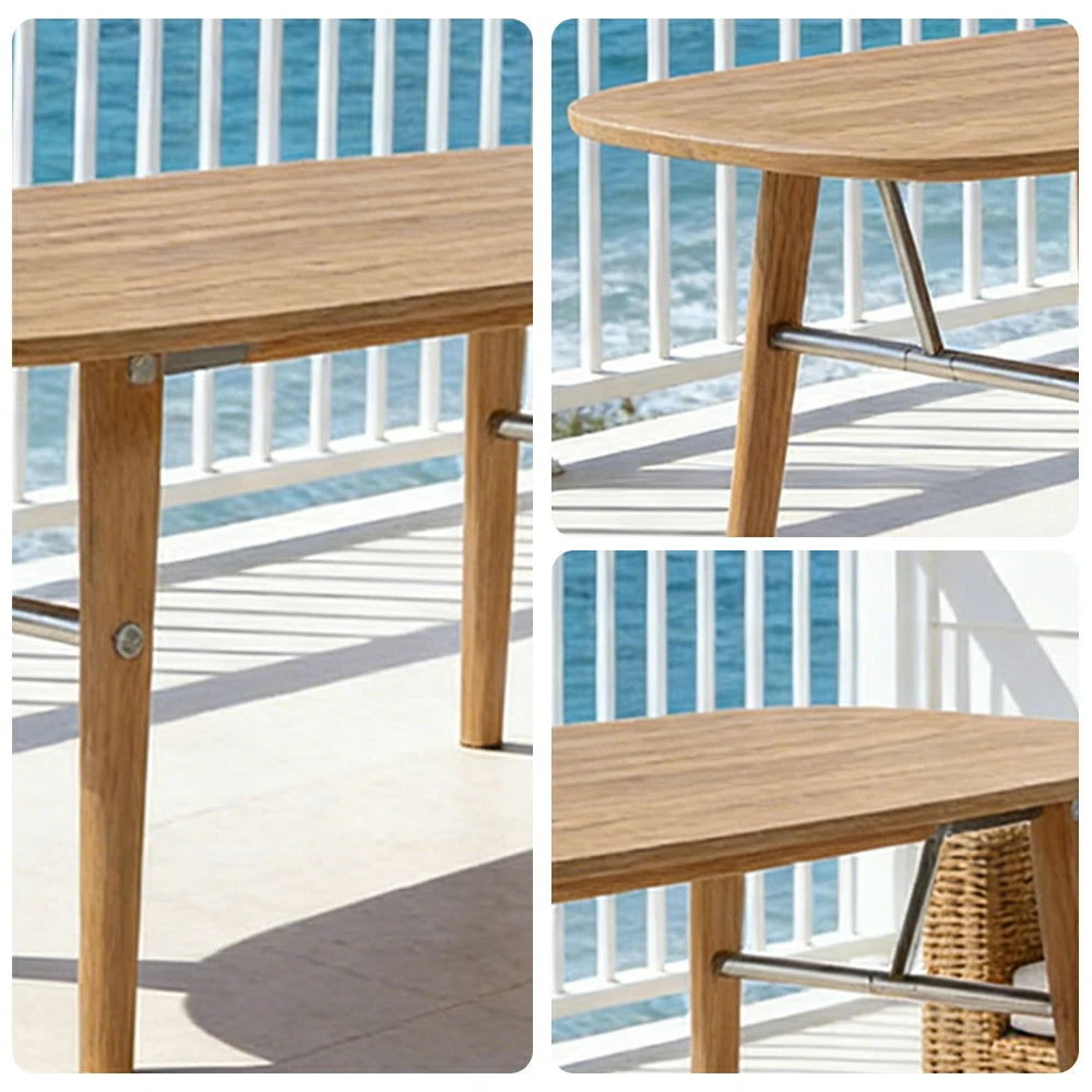 LUXORA Solid Wood Dining Table - 180/220cm Wide Top, Metal-Reinforced Legs, Rounded Safety Corners, Natural Timber Finish