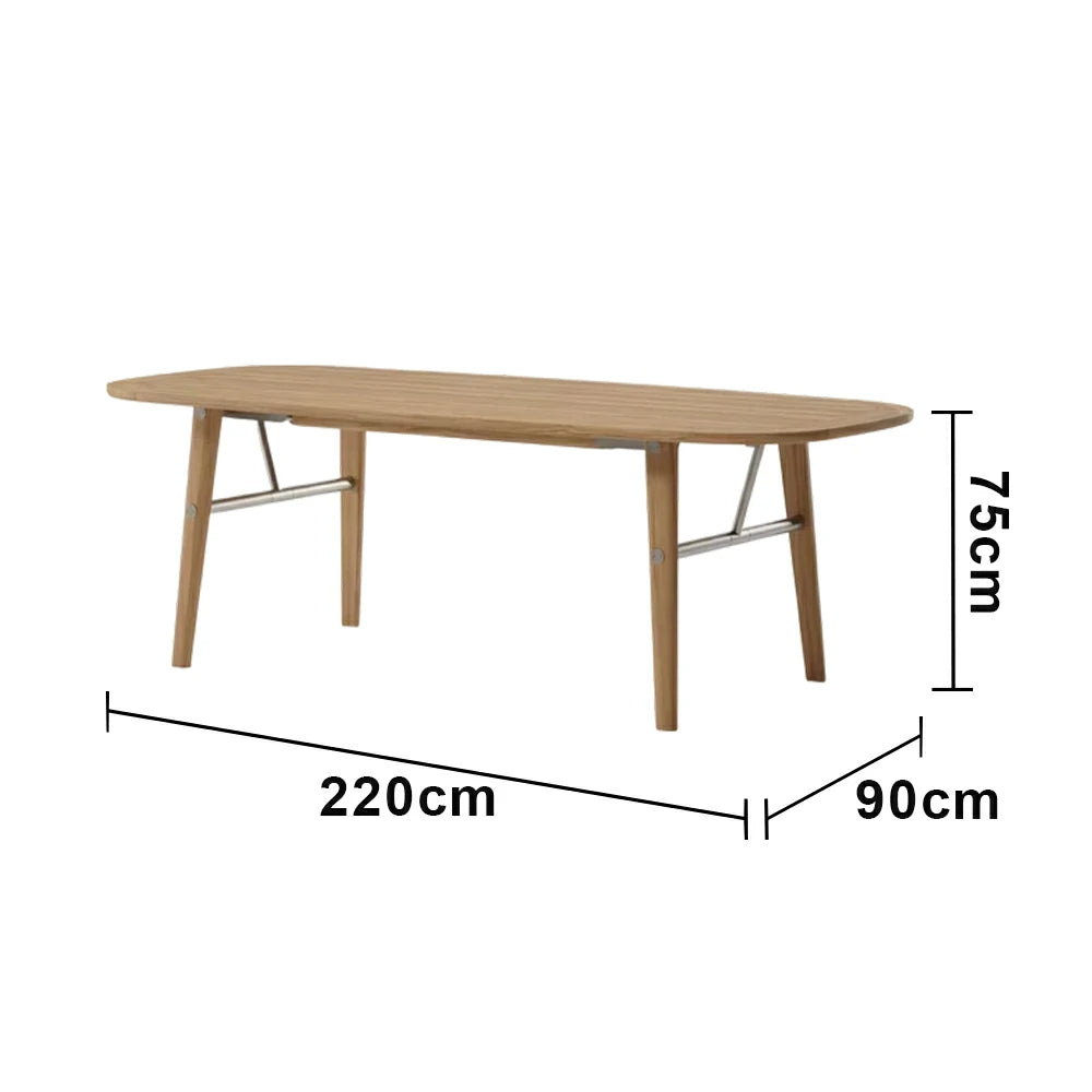 LUXORA Solid Wood Dining Table - 180/220cm Wide Top, Metal-Reinforced Legs, Rounded Safety Corners, Natural Timber Finish