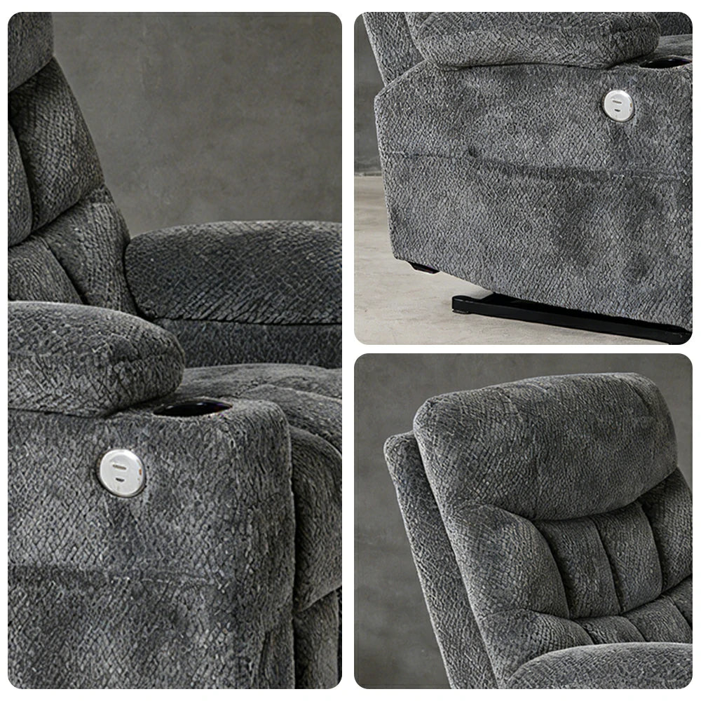 LUXORA Electric Assist Sofa, One-Touch Recline Function, Soft Breathable Upholstery, High-Density Foam, Ergonomic Comfort Design - Grey