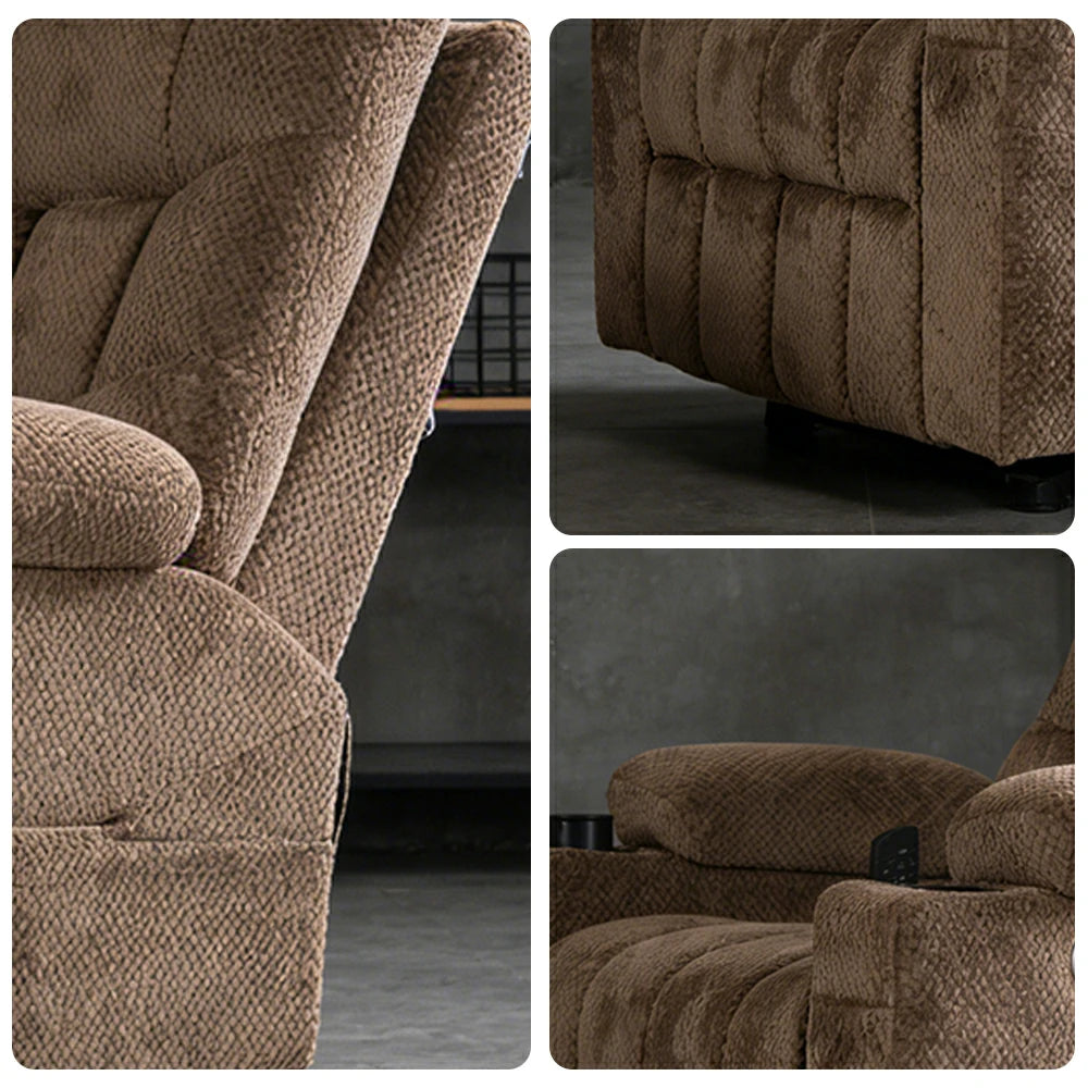 LUXORA Electric Assist Sofa, One-Touch Recline Function, Soft Breathable Upholstery, High-Density Foam, Ergonomic Comfort Design - Khaki