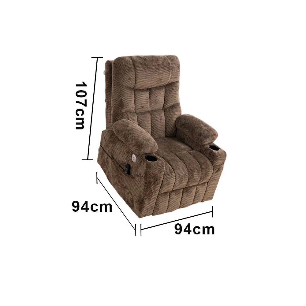 LUXORA Electric Assist Sofa, One-Touch Recline Function, Soft Breathable Upholstery, High-Density Foam, Ergonomic Comfort Design - Khaki