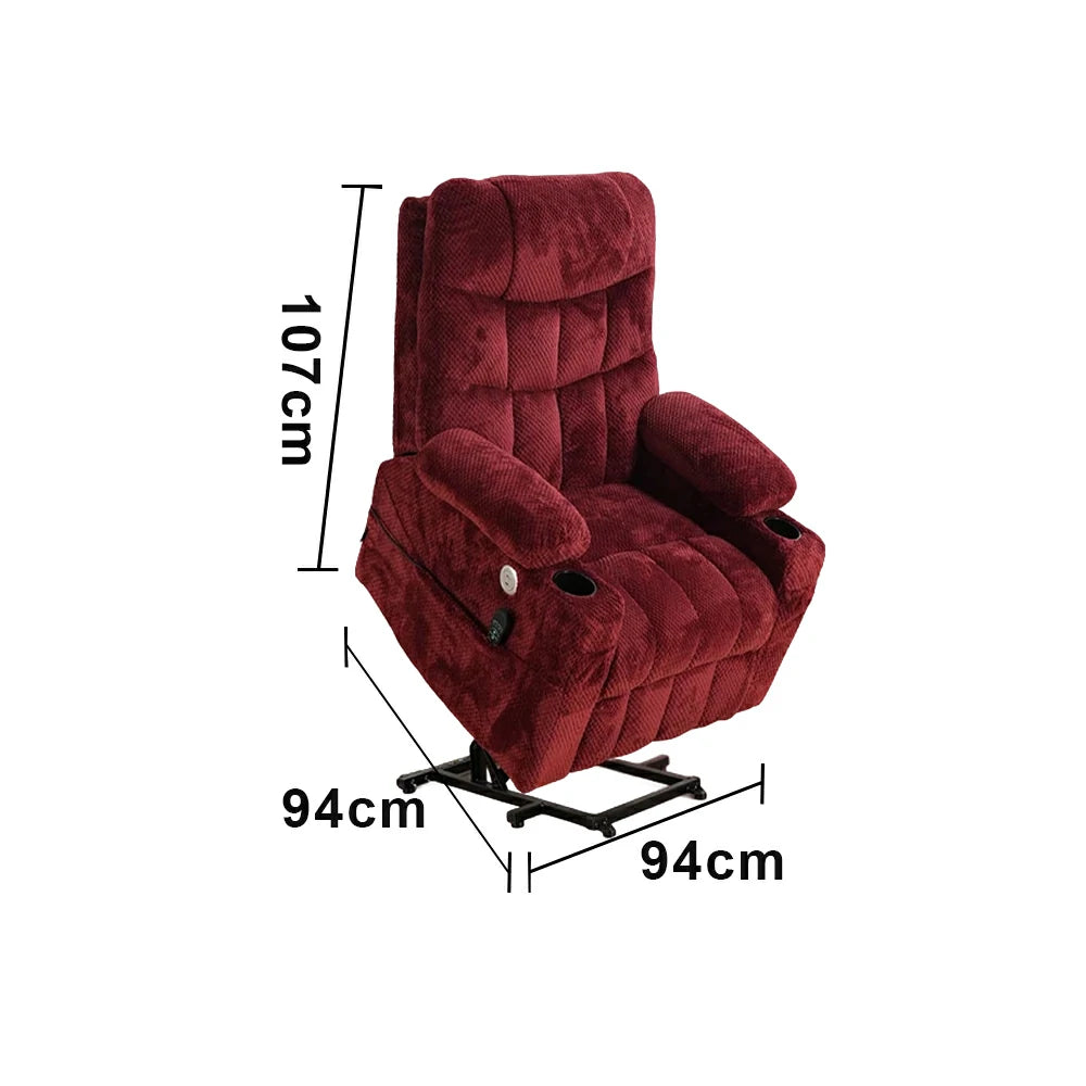 LUXORA Electric Assist Sofa, One-Touch Recline Function, Soft Breathable Upholstery, High-Density Foam, Ergonomic Comfort Design - Wine