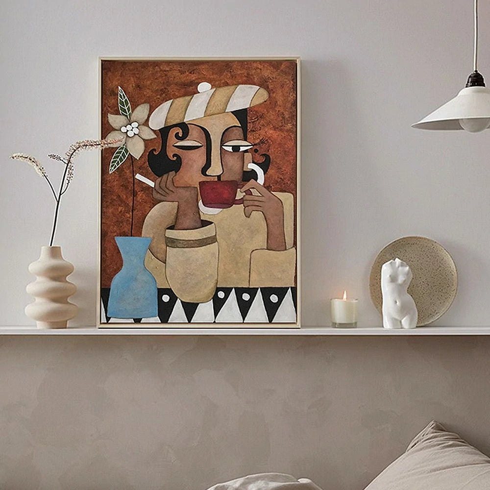 LUXORA Hand-Painted Oil Painting 60/80/120cm - Neutral Abstract Artwork Adding Warmth and Simplicity to Modern Living Environments