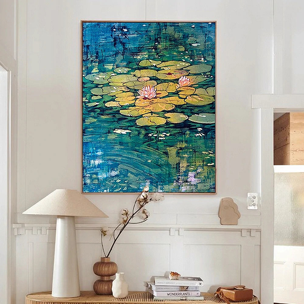 LUXORA Hand-Painted Oil Painting 60/80/120cm - Modern Abstract Design in Gentle Colours for Calm and Welcoming Spaces