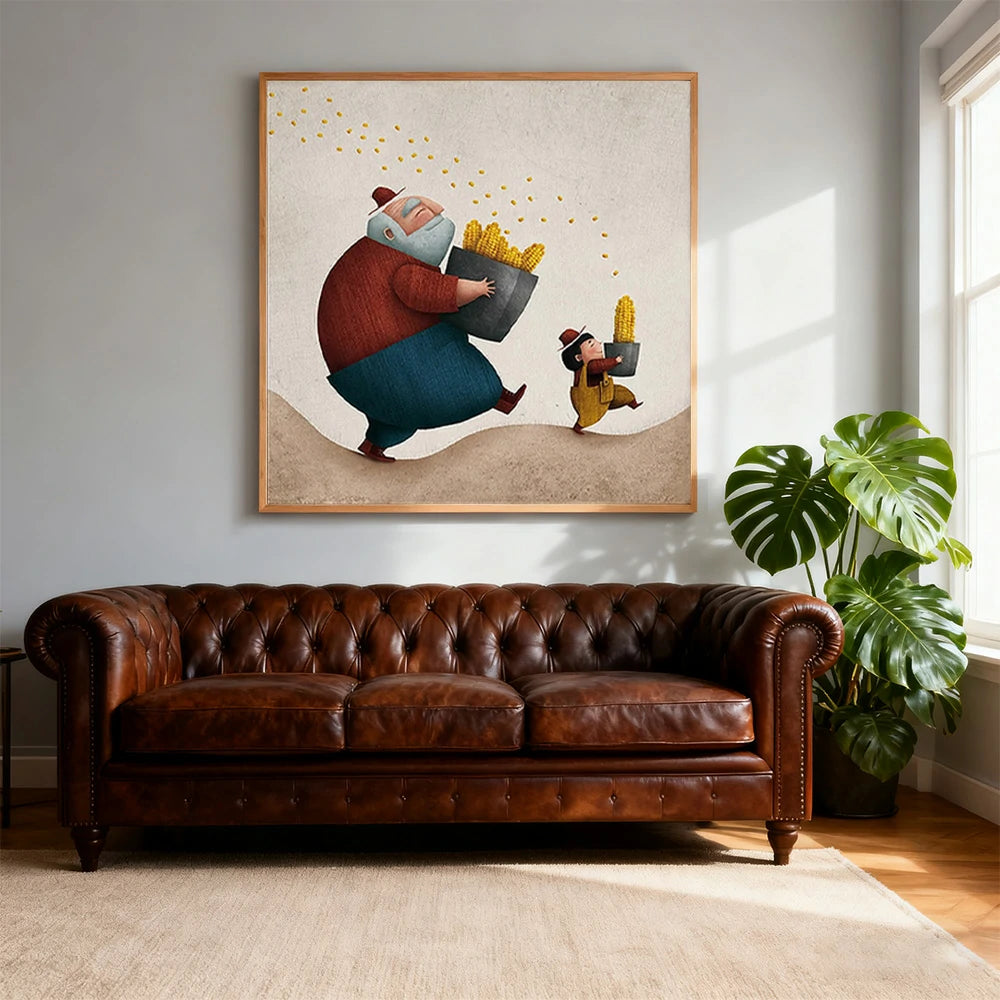 LUXORA Hand-Painted Oil Painting 70/100/150cm - Premium Canvas Painting Combining Clean Geometry and Calm Tones