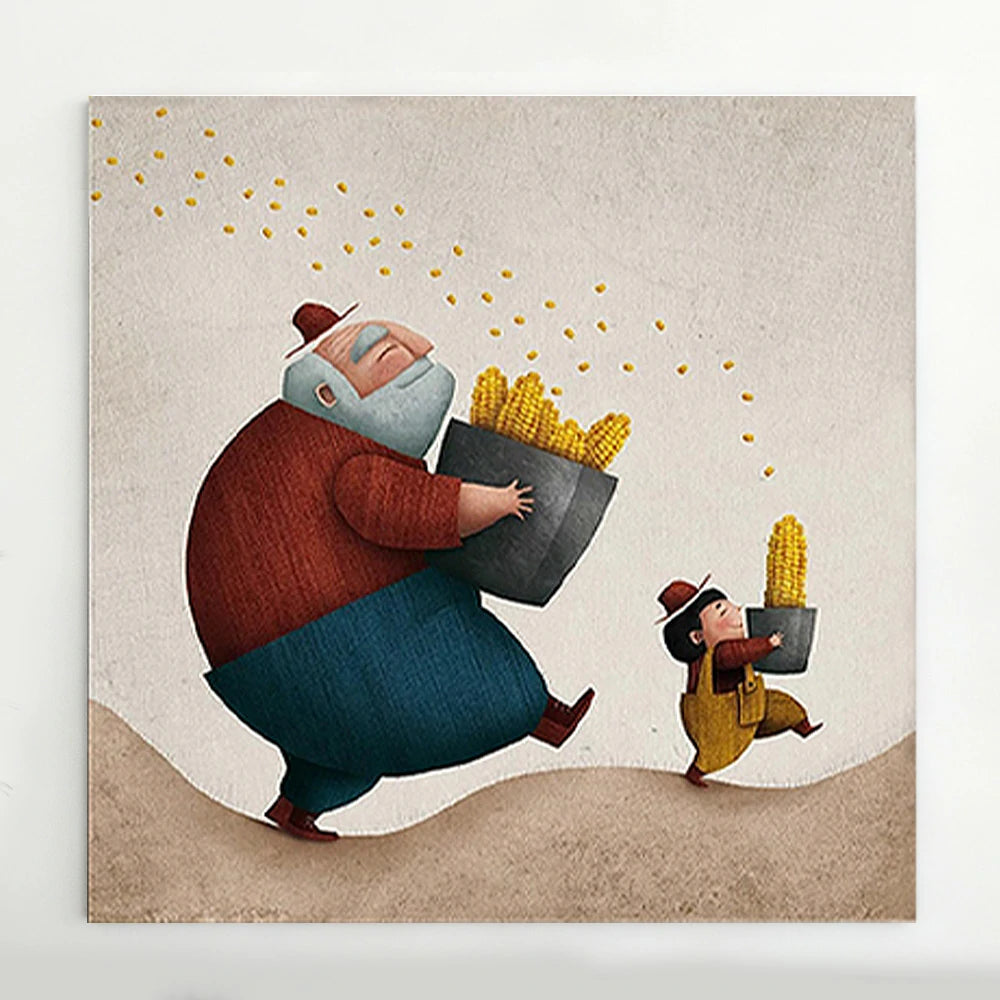 LUXORA Hand-Painted Oil Painting 70/100/150cm - Premium Canvas Painting Combining Clean Geometry and Calm Tones