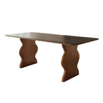 LUXORA Ripple Dining Table – Minimalist French Wave Design, Black Matte Sintered Stone Top, Solid Wood Base, 140/160/180cm, Durable & Easy-Clean