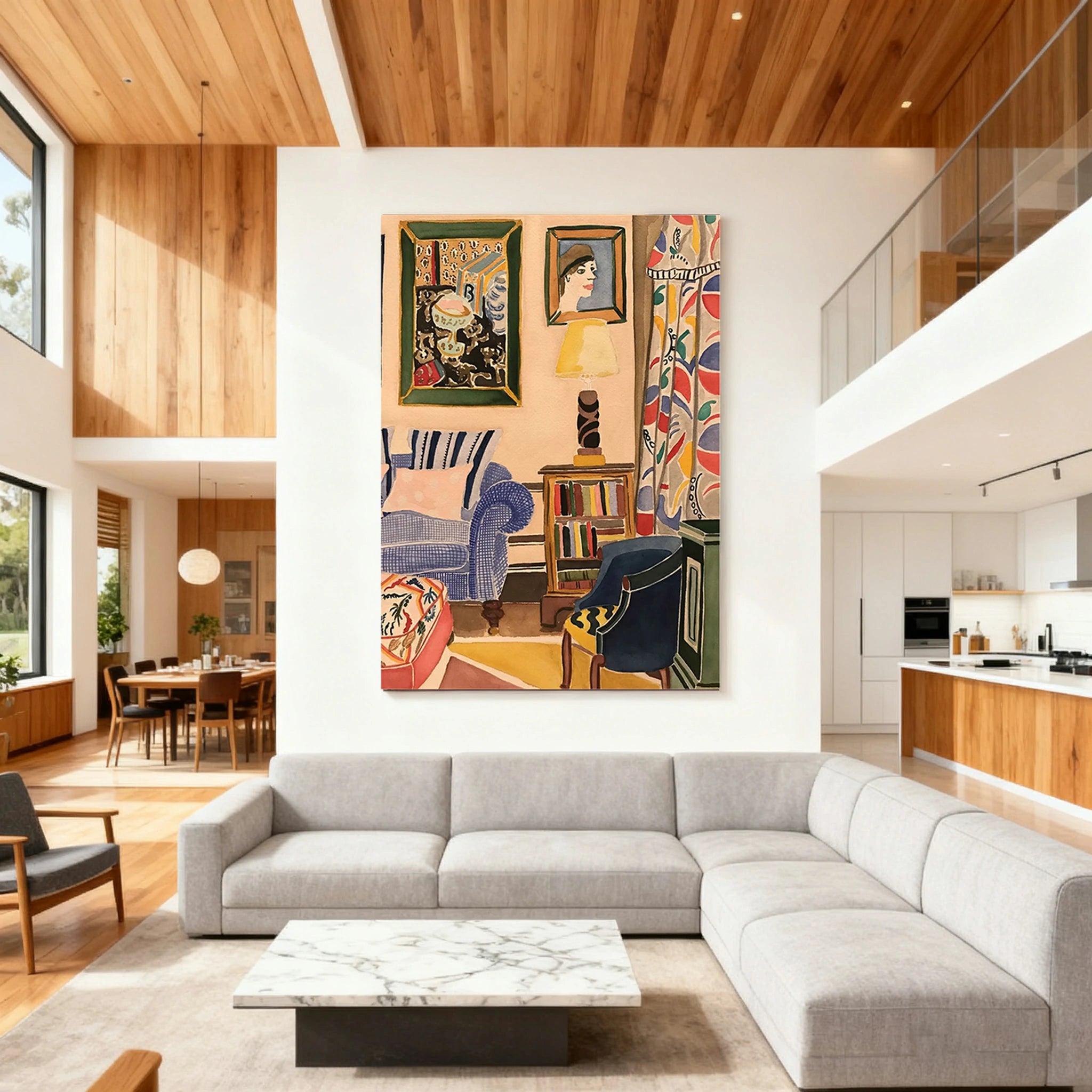 LUXORA Hand-Painted Oil Painting 50/80/100cm - Contemporary Neutral Wall Art with Gentle Lines and Textured Finish for Modern, Elegant Home Décor