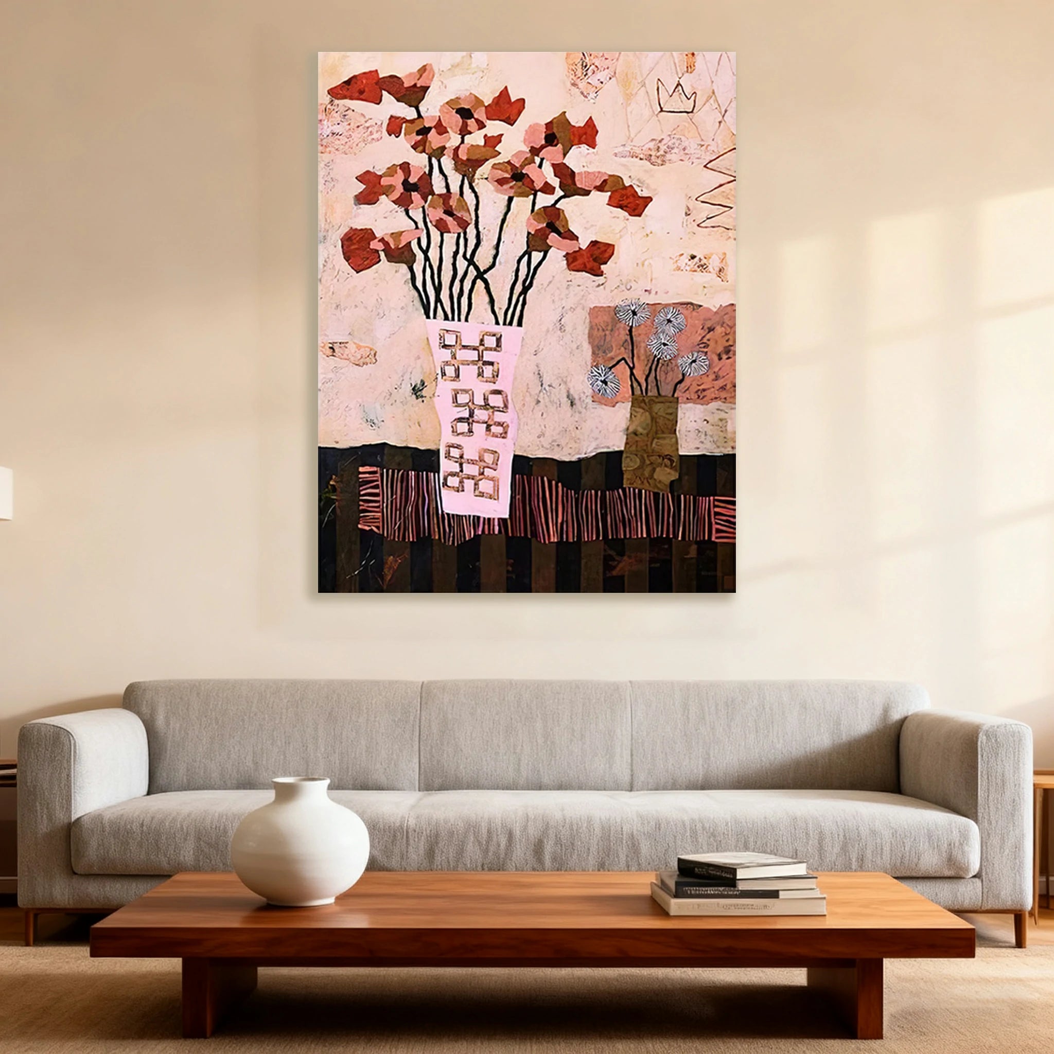 LUXORA Hand-Painted Oil Painting 50/80/100cm - Refined Minimalist Wall Art Offering Gentle Colour Harmony and Subtle Texture for Modern Home Decor