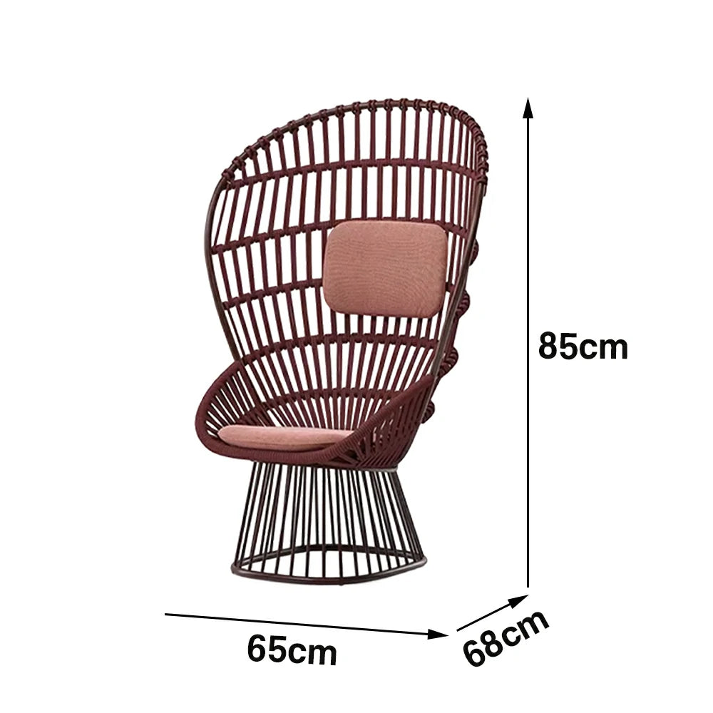 LUXORA High-Back Lounge Chair - UV and Water-Resistant Woven Fabric, Powder-Coated Aluminium Frame, High-Resilience Cushion - Brown