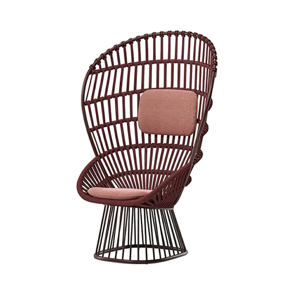 LUXORA High-Back Lounge Chair - UV and Water-Resistant Woven Fabric, Powder-Coated Aluminium Frame, High-Resilience Cushion - Brown
