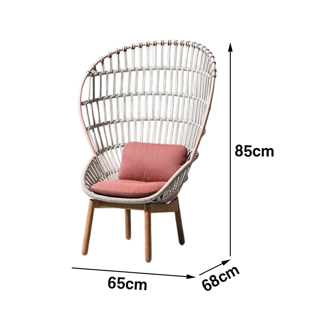 LUXORA High-Back Lounge Chair - UV and Water-Resistant Woven Fabric, Powder-Coated Aluminium Frame, High-Resilience Cushion - Pink