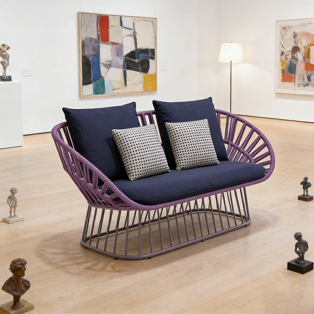 LUXORA Two-Seater Sofa - UV and Water-Resistant Woven Fabric, Powder-Coated Aluminium Frame, High-Resilience Cushions