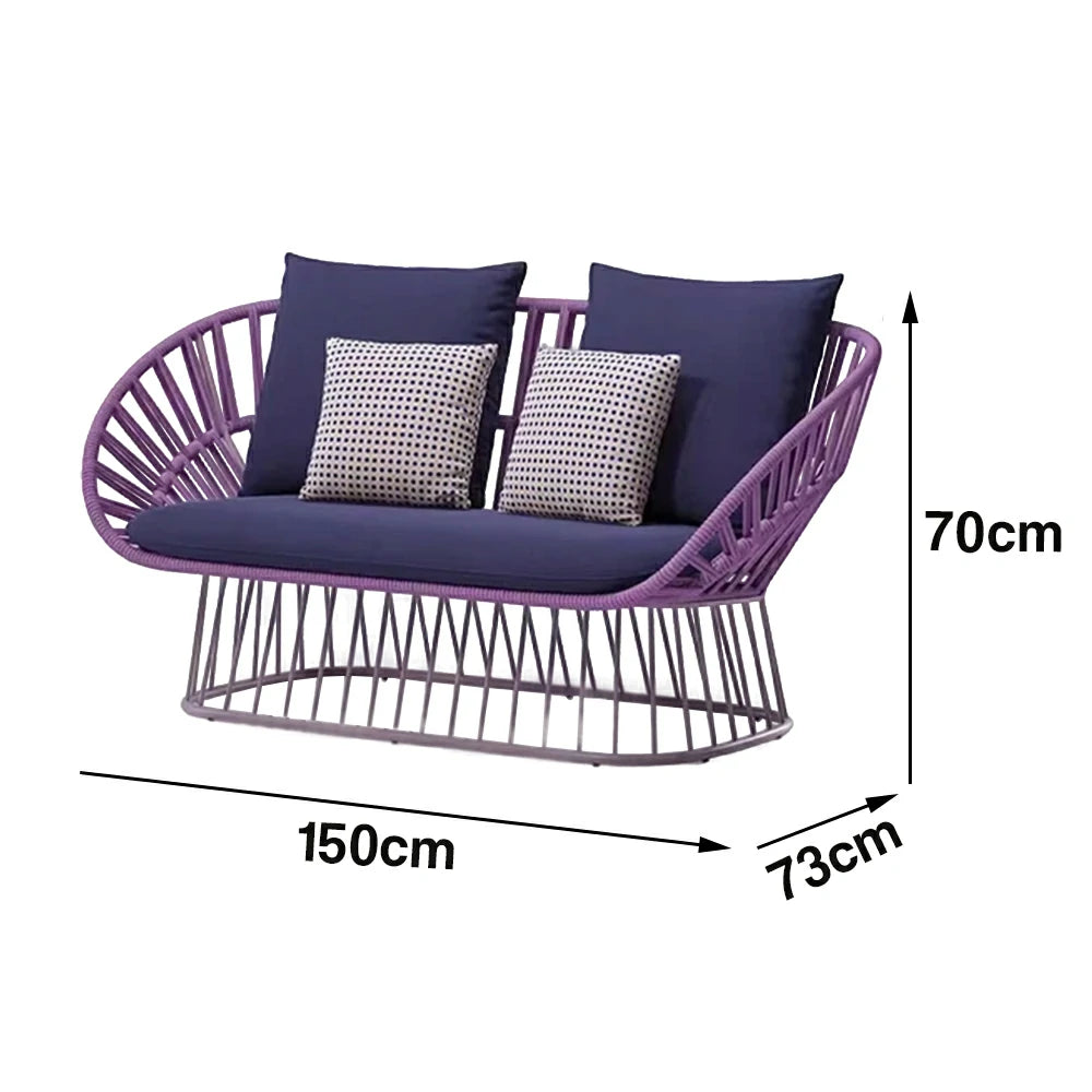 LUXORA Two-Seater Sofa - UV and Water-Resistant Woven Fabric, Powder-Coated Aluminium Frame, High-Resilience Cushions