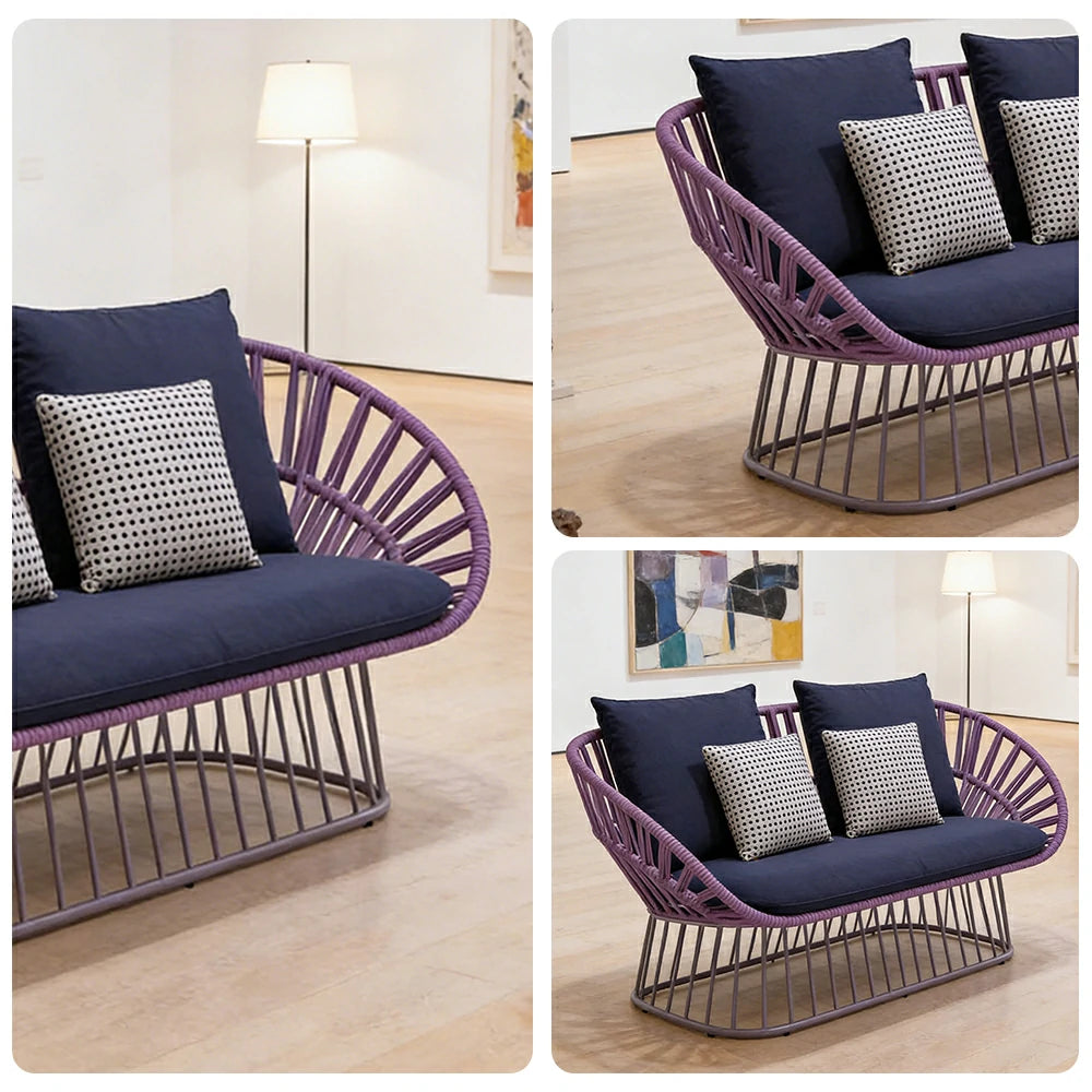 LUXORA Two-Seater Sofa - UV and Water-Resistant Woven Fabric, Powder-Coated Aluminium Frame, High-Resilience Cushions