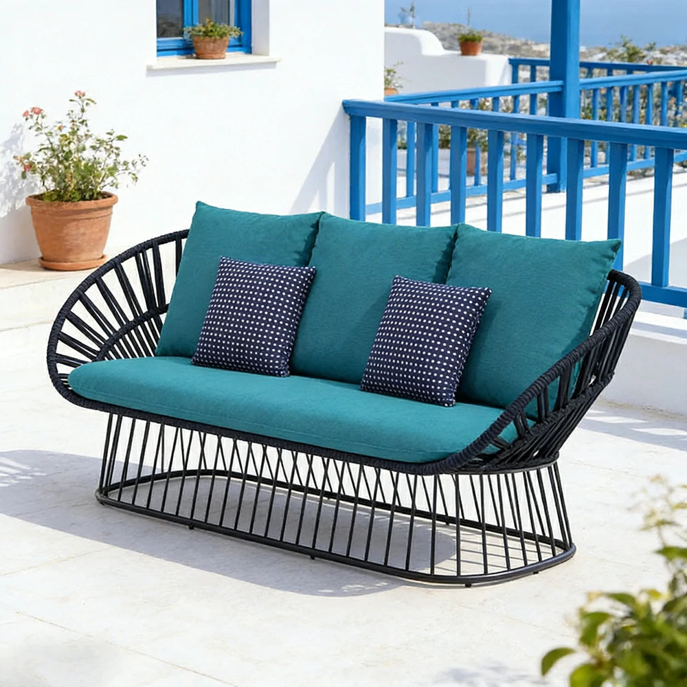 LIVARA Three-Seater Sofa - UV and Water-Resistant Woven Fabric, Powder-Coated Aluminium Frame, High-Resilience Cushions