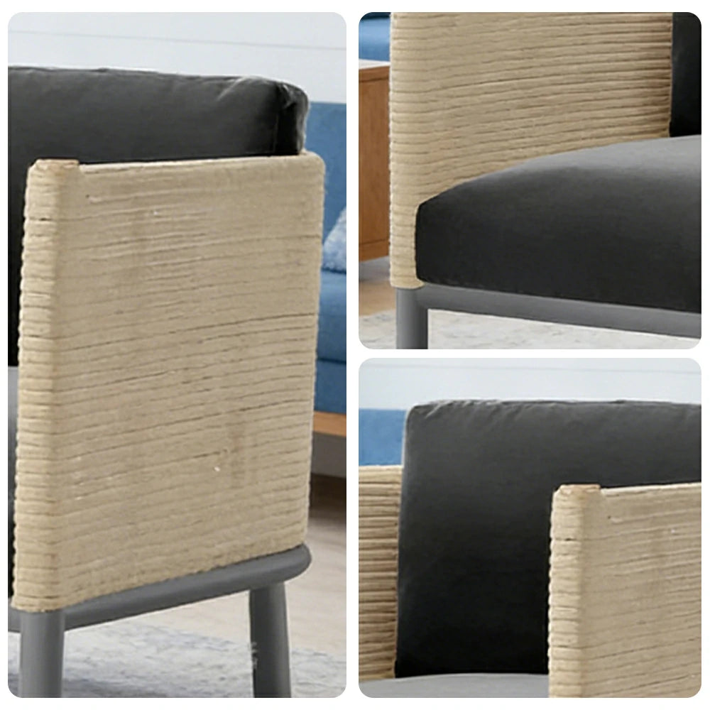 LUXORA High-Leg Single Sofa - Waterproof Rope Design, Quick-Dry Cushion, High-Density Foam Support, Weather-Resistant Fabric