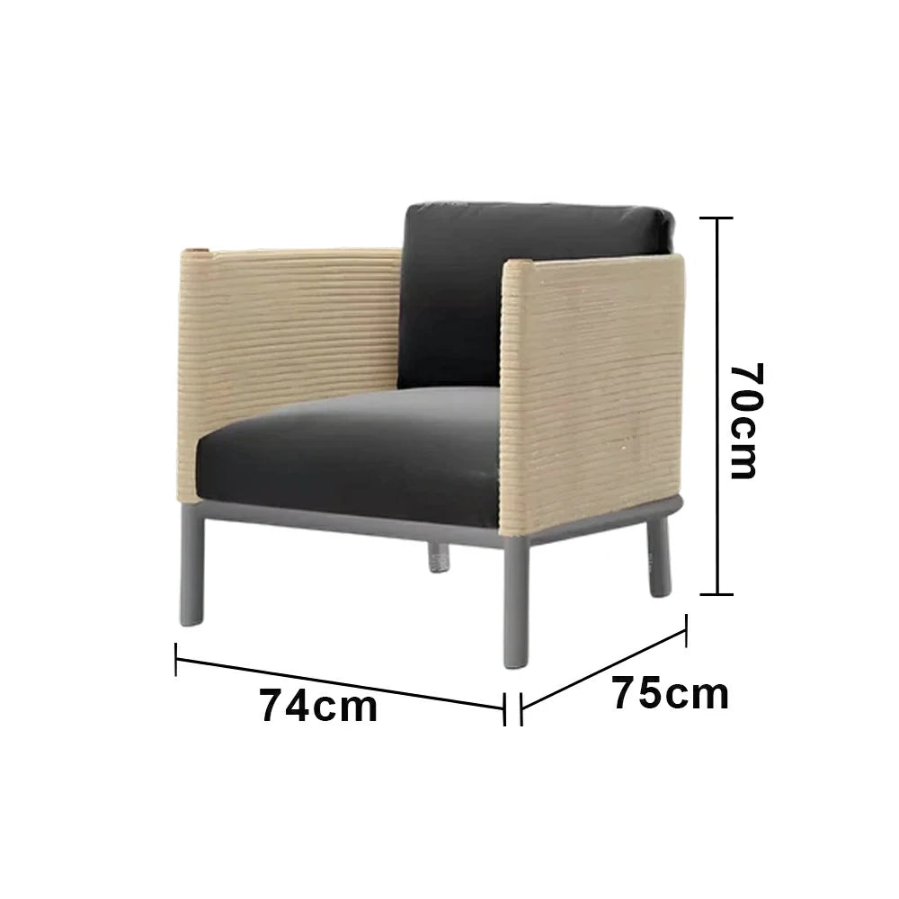 LUXORA High-Leg Single Sofa - Waterproof Rope Design, Quick-Dry Cushion, High-Density Foam Support, Weather-Resistant Fabric