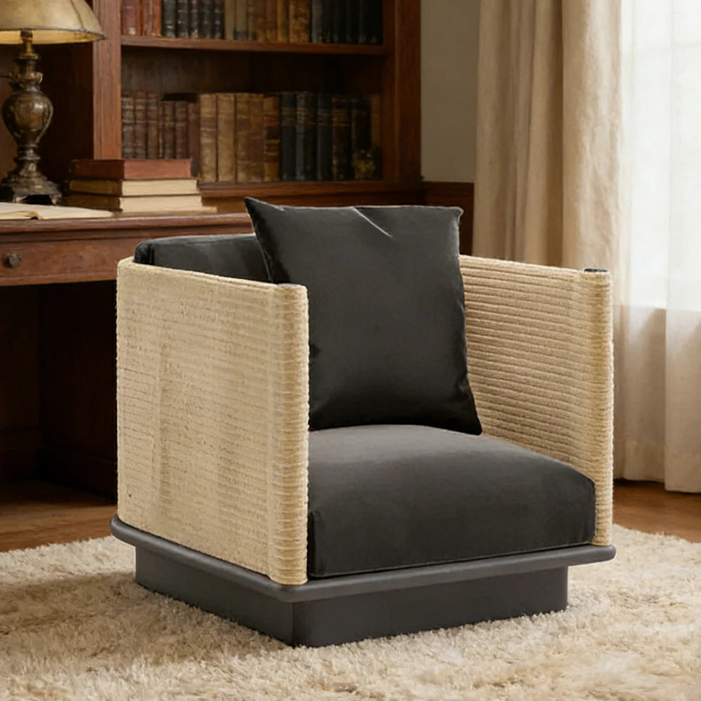 LUXORA Single Sofa - Waterproof Rope Design, Quick-Dry Cushion, High-Density Foam Support, Weather-Resistant Fabric